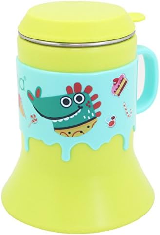 Stainless Steel Cup 8 oz, Dearya Fun Animal BPA free Trumpet Shape Drop Resistance Kids Cups with Lids &amp; Handle for Babies, Toddlers 6M+ 250ml, Green