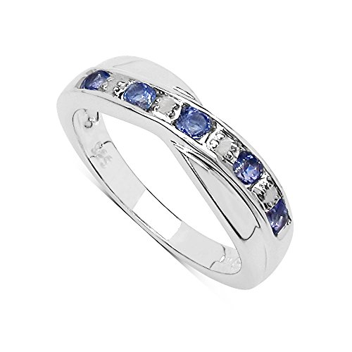 The Diamond & Wedding Ring Bargain CentreThe Tanzanite Ring Collection: Beautiful Channel Set Tanzanite & Diamond Crossover Eternity Ring, Mother's Day, Anniversary, Size H,I,J,K,L,M,N,O,P,Q,R,S,T,U,V,W,X