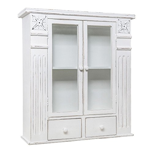 Armadio da parete SHABBY bianco ornato pensile stile SHABBY chic