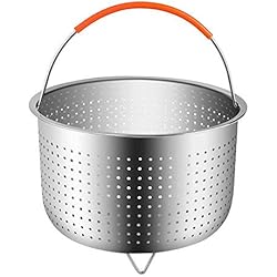 Panier à Vapeur, 304 en Acier Inoxydable Légumes Panier Vapeur, Cuiseur à Riz Vapeur Panier Autocuiseur Panier Vapeur avec Poignée Recouverte de Silicone pour la Cuisson des Légumes et des Aliments