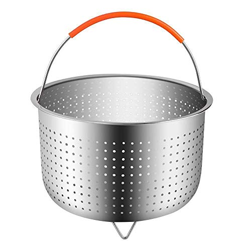 Panier à Vapeur, 304 en Acier Inoxydable Légumes Panier Vapeur, Cuiseur à Riz Vapeur Panier Autocuiseur Panier Vapeur avec Poignée Recouverte de Silicone pour la Cuisson des Légumes et des Aliments