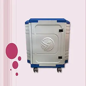 POWEREST Plastic Inverter Trolley with Door Trolley for Inverter and Battery (BlueWhite)