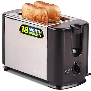 iBELL SS70B Bread Toaster, 700-Watt, Auto Pop Up with Crumb Tray, Mid Cycle Heating Element (Black)