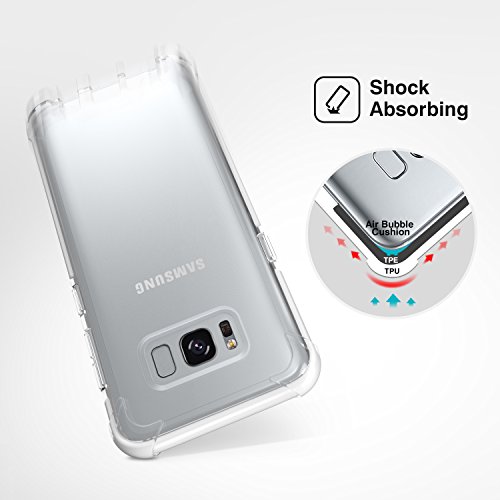 MoKo Samsung Galaxy S8 Funda - Flexible Case de Amortiguaci  n TPU de Choque-Absorci  n con Anti-ara  azos Transparente Duro Back Cover para Samsung Galaxy S8 2017 5 8 Pulgadas  Blanco