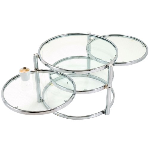 Leitmotiv Tripple Swivel Glass Table with Chrome Steel Frame