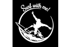 JAPANSAI Aufkleber Surf Camper Van 4 x 4 | Weiß Surfbrett-Motiv mit Welle für Auto Motorrad | Maße: 15,3 x 14,6 cm | für Surfer-Liebhaber und Surfer-Fans | Camper-Dekoration Van Auto Motorräder Wohnwagen