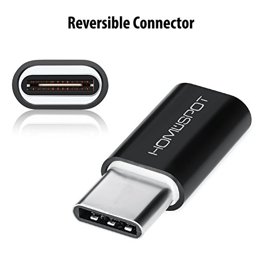 HomeSpot USB C auf Micro USB Adapter für Type C Geräte, neues Apple MacBook, Google ChromeBook Pixel, HTC 10, LG G5, Nexus 5X, Nexus 6P, OnePlus 2 (2 x Schwarz) - 3
