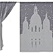 Produktbild jstel 2 Pcs Voile Fenster Vorhang, Vintage night city, Tüll Sheer Vorhang Tuch Querbehang 139,7 x 198,1 cm Zwei scheibenelementen Set, Polyester, blau, 55x78x2(in)