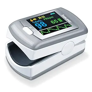 Beurer PO80 Fingertip Pulse Oximeter, Medical Device with 4 Colored Graphic Display Formats, Grey, Connect sync it with Your Computer via USB with German Technology & 5 Years Warranty