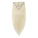 10"-22" 70g-110g Clip in 100% Remy Human Hair Extensions Blonde Full Head Real Straight 8 Pieces Standard Weft (10"-70g, #60 Platinum Blonde)
