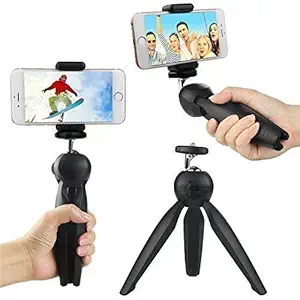 MK Mankrit Mini Tripod+ Universal Mobile Clip Holder Lightweight Portable for Vlog,Video Shooting,Photography etc Fits for All Mobile Phones,Action & DSLR Camera's