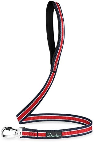 Dog Leash for Large Dogs,4 Ft Length 1.2" Width,Strong Durable Nylon Dog Training Leads with Padded Handle By Dazzber (Navy ,Crimson and White)