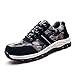 Produktbild Sicherheits-Schuhe für Herren und Damen, Stahl-Zehenkappen, Baugewerbe, Arbeitsschuhe, Sommer, Outdoor, Sport, Wandern, Trainer, Camouflage, Übergröße von BaojunHT®, Schwarz - Schwarz - Größe: 38 EU