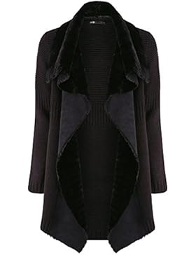 oodji Collection Damen Cardigan mit Kunstpelz-Einsätzen