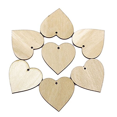 ROSENICE 25 Stück Deko Herzen Holz Hochzeit Dekoration Geschenkanhänger 40mm - 2