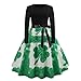 Produktbild Mitlfuny Karnevalsparty Fancy Festival Zubehör,St. Patrick's Day Frauen, figurbetontes Abendkleid mit Langen Ärmeln und Seitenärmeln