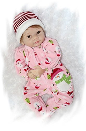 Nicery Reborn Baby Doll Soft Silicone 22inch 55cm Magnetic Mouth Lovely Lifelike Cute Boy Girl Toy Pink Snowman A3UK
