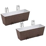 Color: Marrón vidaXL 2x Jardinera Macetero para Colgar en el Balcón 50 cm Poli Ratán Marrón