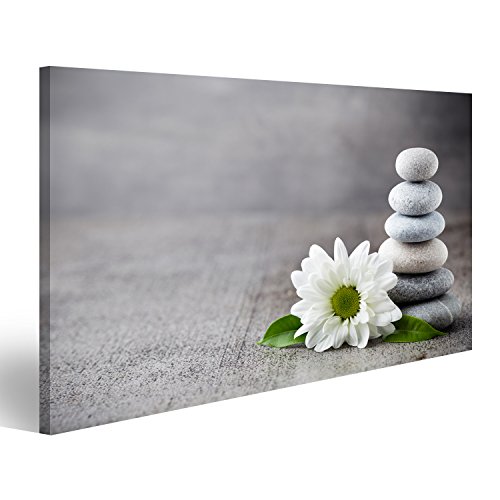 islandburner Quadro Moderno Pietre Fiore Zen Stampa su Tela - Quadro x poltrone Salotto Cucina mobili Ufficio casa - Fotografica Formato XXL