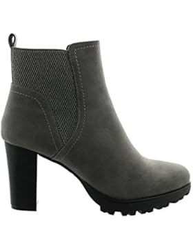 King Of Shoes Damen Stiefeletten Ankle Boots Plateau Stiefel Schuhe 74