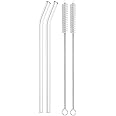 Reuseble Glass Straw with Cleaner Brush Transparent Clear Reusable Straws Glass, Elegant Alternate for Drinking Juice, Smoothie (2 Straw & 2 Cleaning Brush)