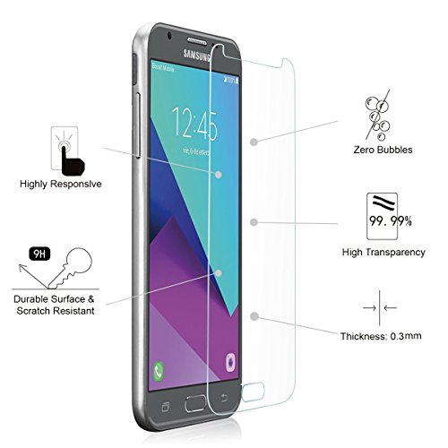  3-Unidades  Protector de Pantalla Samsung Galaxy J3 2016  Juhe Samsung J3 2016 Cristal Templado Vidrio Templado Alta Definicion sin Burbujas 9H Dureza Anti-golpe Ajuste Perfecto Cristal Templado J3 2016