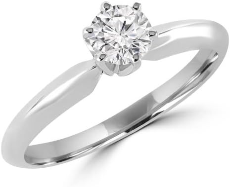 1/3 CT 6-Prong Solitaire Diamond Engagement Ring in 10K White Gold