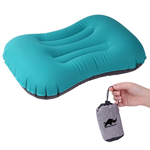 Preisvergleich Produktbild Rhino Valley Ultraleichtes aufblasbares Campingkissen, Compact Reisekissen Aufblasbares Luftkissen, Kompressible Nackenschutzkissen für Rucksackreisen, Wandern, Strand, Lager & Holz Support - Blau