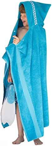 Hooded Owls Jumbo hooded towel for children, 7-13yrs, turquoise with a Waves trim