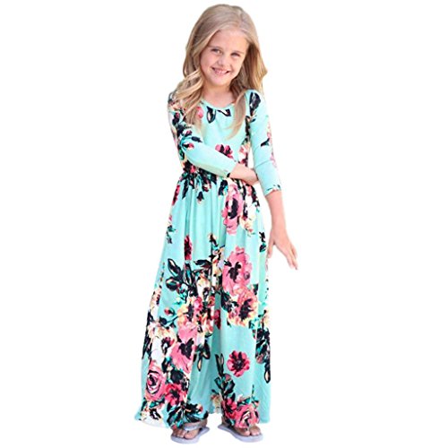 Preisvergleich Produktbild herbst mädchen kleid URSING Kinderkleidung Einzigartig Übergang Tüllkleid Langarm Abendkleider Kindermode Mädchenröcke Outfits Kleidung chic Mädchenkleider drucken charmant Trägerkleid (blau, 110)