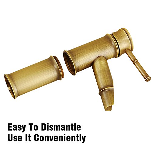 Vejaoo Bambushahn-klassischer Bambus-heißer und kalter Hahn-europäischer Retro- Bassin-Hahn Taipen Wasser-Drache - 4