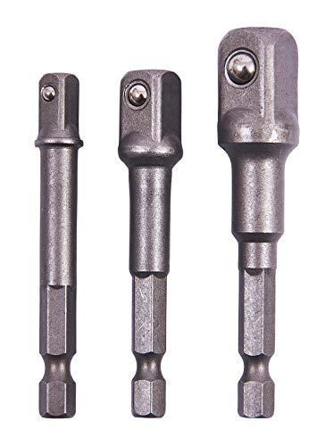 Am-Tech - Juego de adaptadores de llave de vaso a entrada de taladro (3 piezas, tamaño largo)