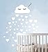 Produktbild 60 Teile Wolken mit Gesicht Wandtattoo Kinderzimmer Set - Rauhfaser Wandsticker Pastell Farben Baby Tapete Sticker zum Kleben, Wandaufkleber Sleepy Eye Wanddeko, Wandfolie, Kleinkinder, Mädchen Weiß