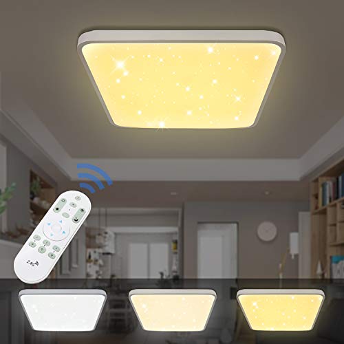 Preisvergleich Produktbild 60W LED Deckenleuchte Eckig Sternenhimmel Farbwechsel(5400LM) Wohnzimmerlampe Beleuchtung Funke Schlafzimmerleuchte Silber Energiesparende Möbeleinbauleuchte
