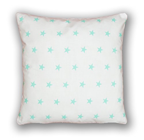 Decorative Pillowcase 80 cm x 80 cm Turquoise Stars on White (A8)