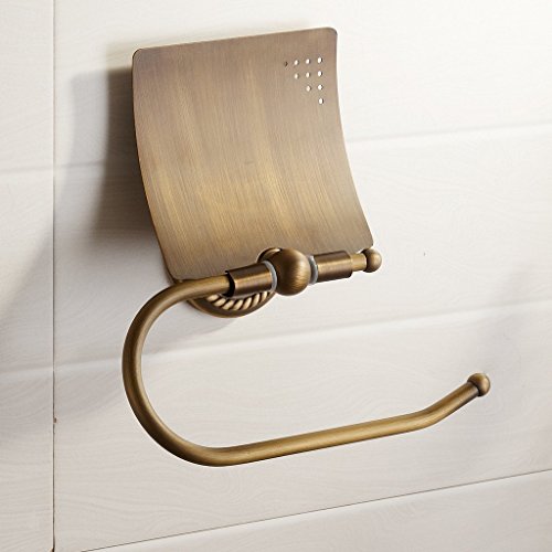 Weare Home geschnitzt Antik Badezimmer Toilettenpapierhalter Klopapierhalter mit Deckel, voller Kupfer, Messing, Bronze, Wandhalter - 5