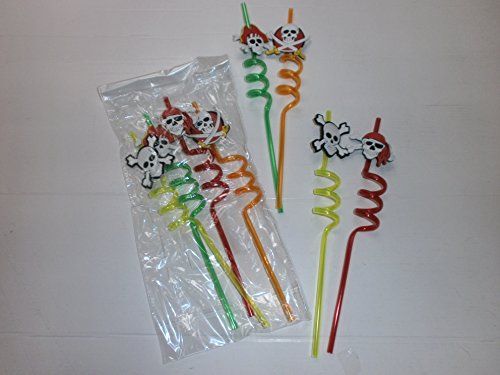 8 Piraten Trinkhalme 28 cm Strohhalm Piratenparty stabil mit Spirale - 3