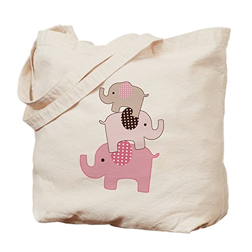 CafePress Cute Elephant Canvas Tote Bag – Reusable Natural Shopping Bag With Reinforced Handles (Small 15x15")