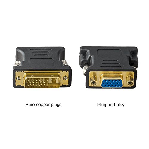 Top-Longer DVI-I zu VGA Adapter Konverter DVI-I 24+5 Stecker zu VGA HD15 für Grafikkarten,Beamer,und Monitore TFT Crt, Monitoradapter Digital auf Analog Vergoldete Kontakte, Unterstützt für Gaming, DVD,Laptop,HDTV und Projektor FULL HD 1080p – 2 Stück - 4