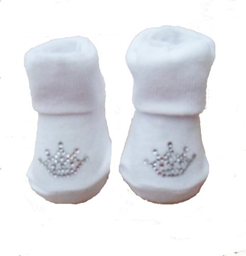 Baby Girls Cute WHITE Princess Crown/Tiara Socks in Gift Bag - Size 0-6 Months - Ideal Baby Gift!