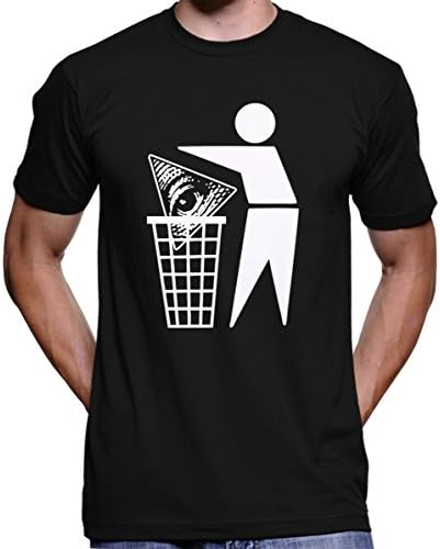Bin The Illuminati T-Shirt - All Seeing Eye New World Order NWO Conspiracy Bilderberg Group Freemasonry Pyramid Of Horus (Small, Black)