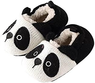 Yiwant Girl's Boy's Slippers Comfort Cotton Panda Cartoon Knitted Washable Flat Closed Toe Ultra Lightweight Indoor Shoes With Non-Slip Sole