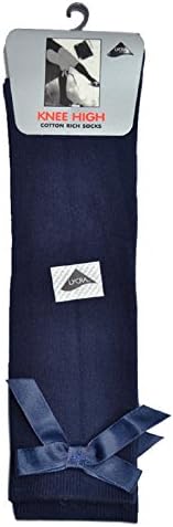 Bow Knee High 3 pairs School Socks Girls & Kids Plain Long Length Cotton Stretch With all size & colour (Set of 3 pairs)