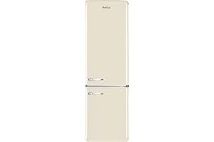 Amica KGCR 387 100 B Retro Kühl-/Gefrierkombination / Coffee Cream (Beige) / 181cm (H) x 55cm (B) x 62cm (T) / Retro-Design / Kühlschrank mit Gefrierfach