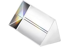 TopHomer 1 x Clear K9 Crystal Triangular Prism for Photo Rainbow Lights Crystal Optical Prisms Glass Physics Teaching Broken Light Spectrum, 50 mm