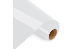 Prime Vinyl Heat Transfer Vinyl 12" x 4ft Iron On Vinyl for T-Shirts, White HTV for Silhouette Cameo, Cricut Maker, Heat Press Vinyl for Clothes, Hats, Pants, Other Fabrics