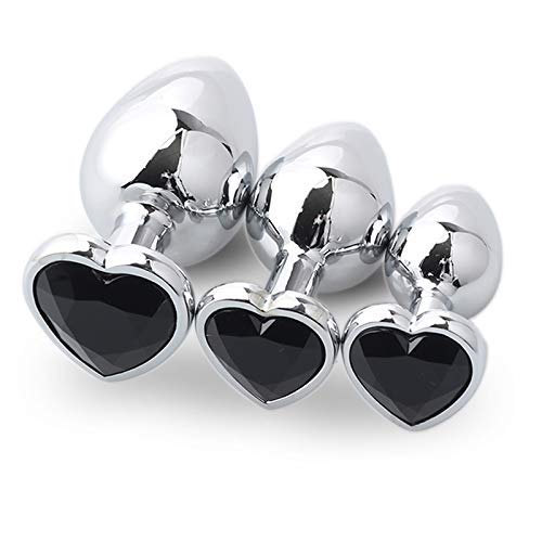 TOOGOOBLE 3 Pcs 3 Size Heart Shaped Base With Rose Jewelry Birth Stone Butt-Anal-Play Filrt Toys - Super Stimulation Temptation Anal Toys Trainer Kits Beginner Exercise Toy for Women Man