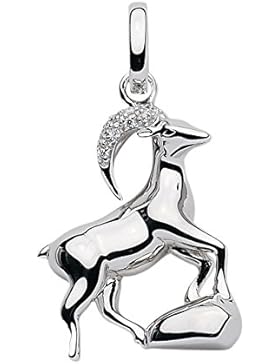 Silber 925 Sterling Silver Sternzeichen Anhänger - Steinbock mit Zirkonia - B. 17,9 mm - H. 25,5 mm