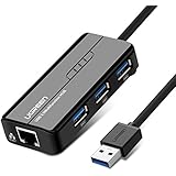 UGREEN USB 3.0 Hub 3 Port mit Gigabit Netzwerkadapter Lan RJ45 Ethernet Adapter 10/100/1000 für Macbook Pro Air, iMac, Mac Mini, ChromeBook Pixel, Surface Pro, Lenovo Yoga 710,Lenovo Miix 510 Schwarz