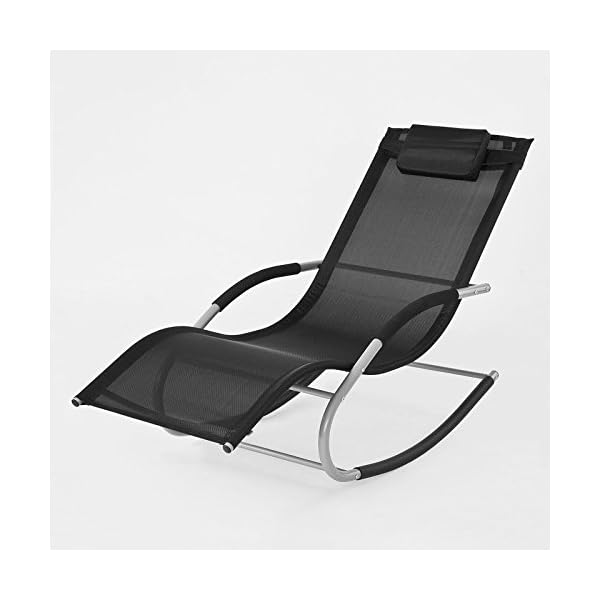 SoBuy OGS28-SCH, Outdoor Garden Rocking Chair Relaxing Chair Sun Lounger Side Bag, Black - Image 9